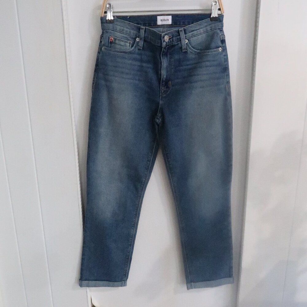 NWT Hudson High Rise Straight Crop Jeans 28 Medium Blue Premium